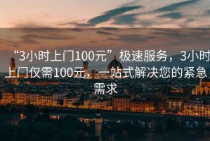 “3小時上門100元”極速服務(wù)，3小時上門僅需100元，一站式解決您的緊急需求