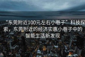 “東莞附近100元左右小巷子”科技探索，東莞附近的經(jīng)濟(jì)實(shí)惠小巷子中的智能生活新發(fā)現(xiàn)