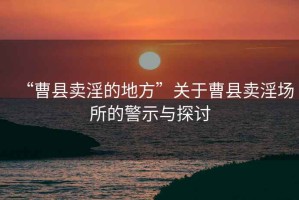 “曹縣賣淫的地方”關(guān)于曹縣賣淫場(chǎng)所的警示與探討