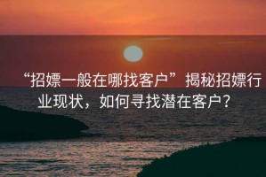 “招嫖一般在哪找客戶”揭秘招嫖行業(yè)現(xiàn)狀，如何尋找潛在客戶？