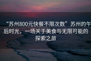 “蘇州800元快餐不限次數(shù)”蘇州的午后時(shí)光，一場關(guān)于美食與無限可能的探索之旅