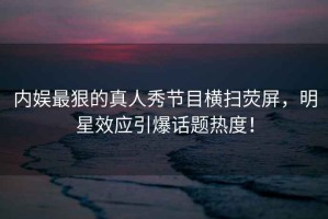 內(nèi)娛最狠的真人秀節(jié)目橫掃熒屏，明星效應引爆話題熱度！
