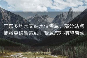 廣東多地水文站水位告急，部分站點或?qū)⑼黄凭渚€！緊急應(yīng)對措施啟動