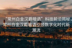 “常州白金漢爵暗語”科技前沿揭秘，常州白金漢爵暗語引領(lǐng)數(shù)字化時(shí)代新潮流