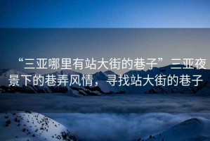 “三亞哪里有站大街的巷子”三亞夜景下的巷弄風(fēng)情，尋找站大街的巷子