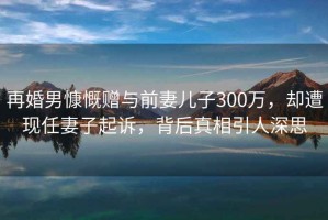 再婚男慷慨贈(zèng)與前妻兒子300萬(wàn)，卻遭現(xiàn)任妻子起訴，背后真相引人深思