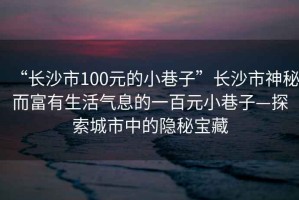 “長沙市100元的小巷子”長沙市神秘而富有生活氣息的一百元小巷子—探索城市中的隱秘寶藏
