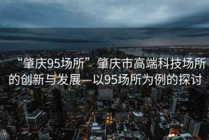 “肇慶95場所”肇慶市高端科技場所的創(chuàng)新與發(fā)展—以95場所為例的探討
