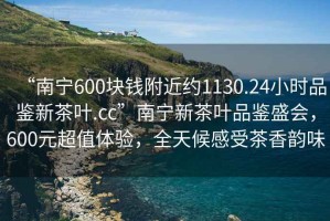 “南寧600塊錢附近約1130.24小時品鑒新茶葉.cc”南寧新茶葉品鑒盛會，600元超值體驗，全天候感受茶香韻味