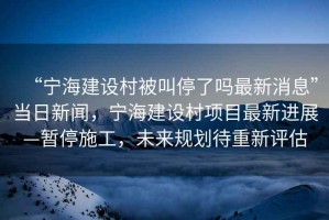 “寧海建設村被叫停了嗎最新消息”當日新聞，寧海建設村項目最新進展—暫停施工，未來規(guī)劃待重新評估