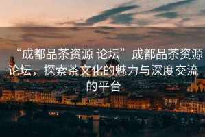 “成都品茶資源 論壇”成都品茶資源論壇，探索茶文化的魅力與深度交流的平臺