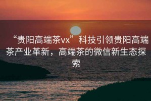 “貴陽高端茶vx”科技引領貴陽高端茶產(chǎn)業(yè)革新，高端茶的微信新生態(tài)探索