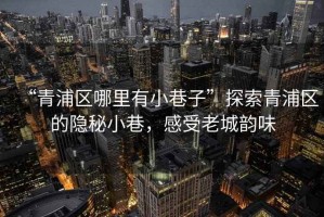 “青浦區(qū)哪里有小巷子”探索青浦區(qū)的隱秘小巷，感受老城韻味