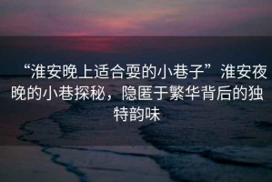 “淮安晚上適合耍的小巷子”淮安夜晚的小巷探秘，隱匿于繁華背后的獨(dú)特韻味