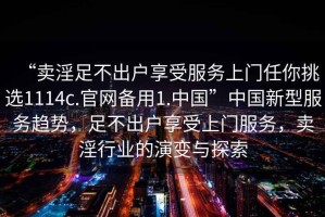 “賣(mài)淫足不出戶享受服務(wù)上門(mén)任你挑選1114c.官網(wǎng)備用1.中國(guó)”中國(guó)新型服務(wù)趨勢(shì)，足不出戶享受上門(mén)服務(wù)，賣(mài)淫行業(yè)的演變與探索