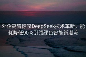外企高管驚嘆DeepSeek技術(shù)革新，能耗降低90%引領(lǐng)綠色智能新潮流