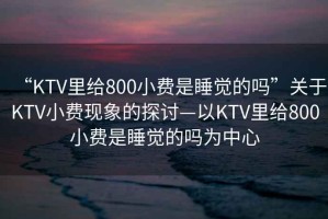 “KTV里給800小費(fèi)是睡覺(jué)的嗎”關(guān)于KTV小費(fèi)現(xiàn)象的探討—以KTV里給800小費(fèi)是睡覺(jué)的嗎為中心