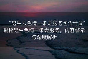 “男生去色情一條龍服務(wù)包含什么”揭秘男生色情一條龍服務(wù)，內(nèi)容警示與深度解析