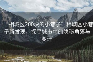 “相城區(qū)200塊的小巷子”相城區(qū)小巷子新發(fā)現(xiàn)，探尋城市中的隱秘角落與變遷