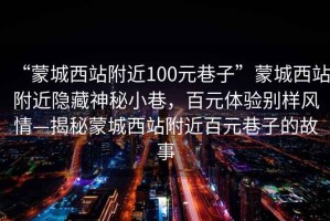 “蒙城西站附近100元巷子”蒙城西站附近隱藏神秘小巷，百元體驗(yàn)別樣風(fēng)情—揭秘蒙城西站附近百元巷子的故事