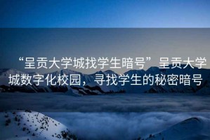 “呈貢大學(xué)城找學(xué)生暗號”呈貢大學(xué)城數(shù)字化校園，尋找學(xué)生的秘密暗號