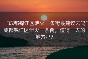 “成都錦江區(qū)泄火一條街最建議去嗎”成都錦江區(qū)泄火一條街，值得一去的地方嗎？
