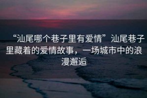 “汕尾哪個巷子里有愛情”汕尾巷子里藏著的愛情故事，一場城市中的浪漫邂逅