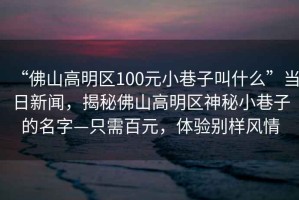 “佛山高明區(qū)100元小巷子叫什么”當(dāng)日新聞，揭秘佛山高明區(qū)神秘小巷子的名字—只需百元，體驗(yàn)別樣風(fēng)情