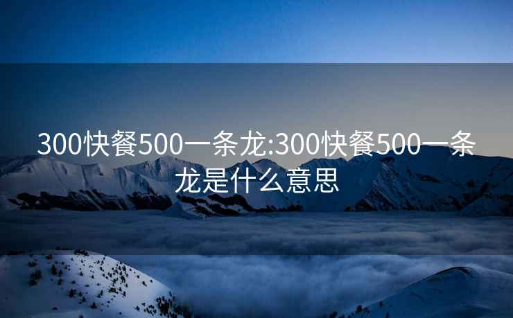300快餐500一條龍:300快餐500一條龍是什么意思