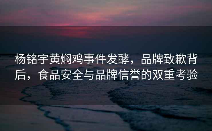 楊銘宇黃燜雞事件發(fā)酵，品牌致歉背后，食品安全與品牌信譽的雙重考驗