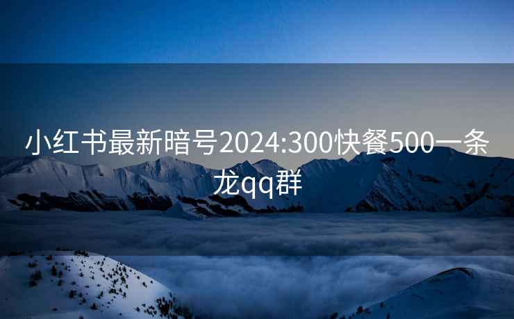 小紅書最新暗號2024:300快餐500一條龍qq群