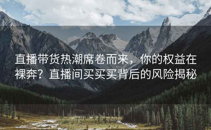 直播帶貨熱潮席卷而來，你的權(quán)益在裸奔？直播間買買買背后的風險揭秘