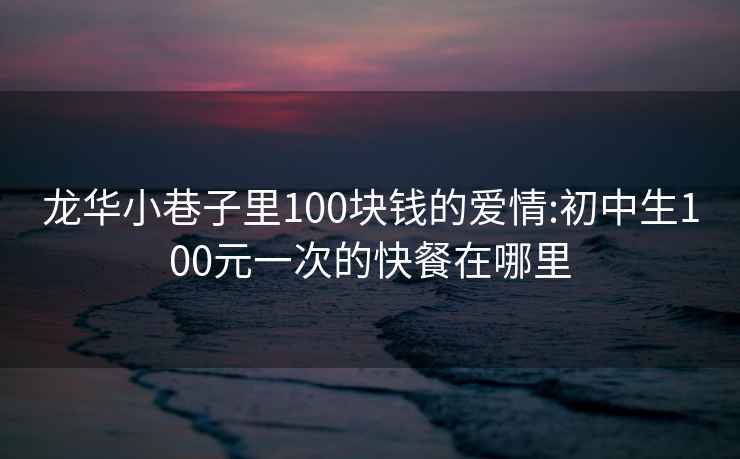 龍華小巷子里100塊錢的愛情:初中生100元一次的快餐在哪里