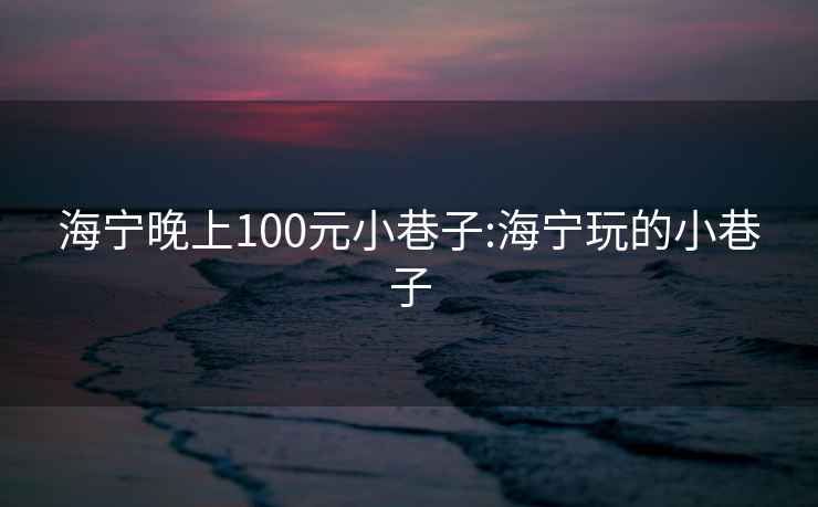 海寧晚上100元小巷子:海寧玩的小巷子