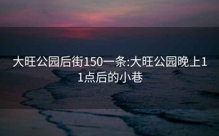 大旺公園后街150一條:大旺公園晚上11點后的小巷