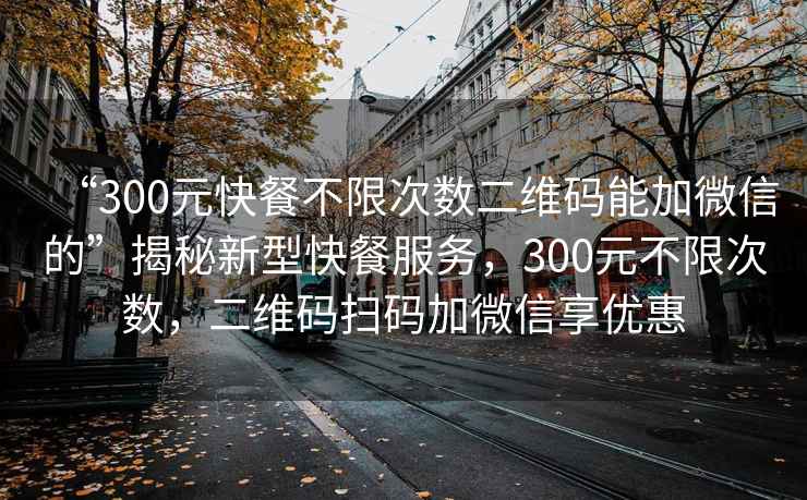 “300元快餐不限次數(shù)二維碼能加微信的”揭秘新型快餐服務(wù)，300元不限次數(shù)，二維碼掃碼加微信享優(yōu)惠
