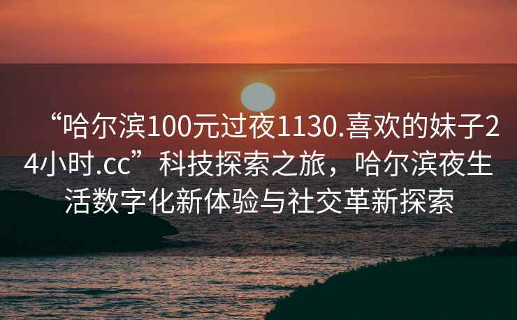 “哈爾濱100元過夜1130.喜歡的妹子24小時.cc”科技探索之旅，哈爾濱夜生活數(shù)字化新體驗(yàn)與社交革新探索