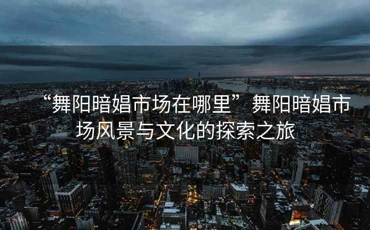 “舞陽暗娼市場在哪里”舞陽暗娼市場風(fēng)景與文化的探索之旅
