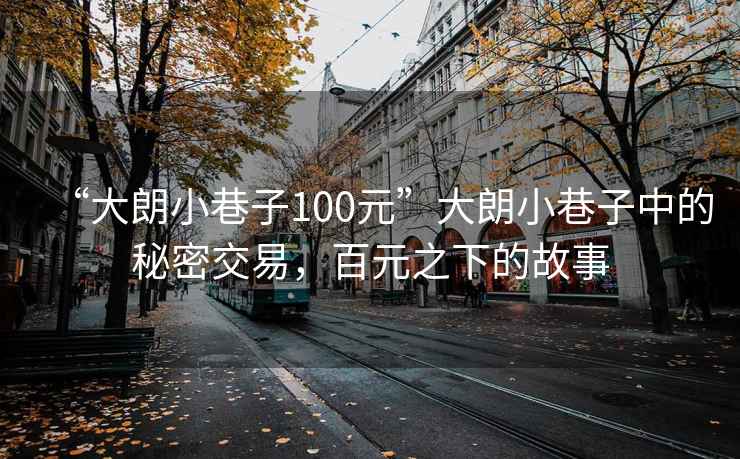 “大朗小巷子100元”大朗小巷子中的秘密交易，百元之下的故事