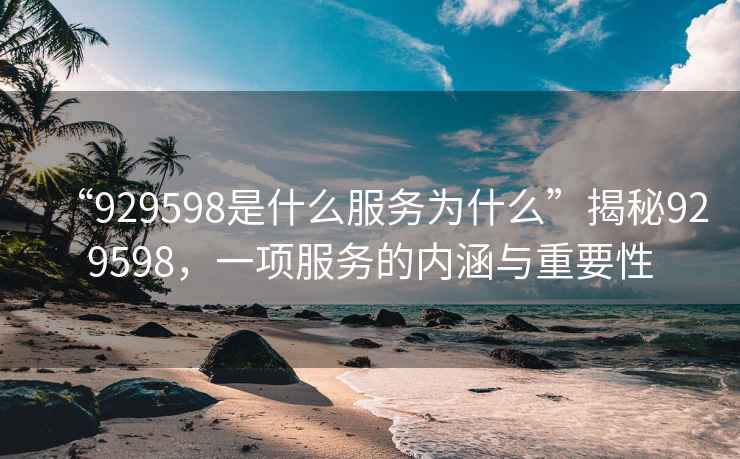 “929598是什么服務(wù)為什么”揭秘929598，一項服務(wù)的內(nèi)涵與重要性