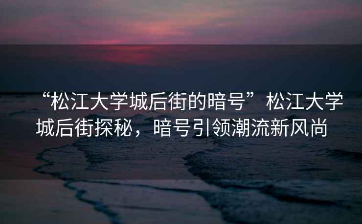 “松江大學(xué)城后街的暗號(hào)”松江大學(xué)城后街探秘，暗號(hào)引領(lǐng)潮流新風(fēng)尚