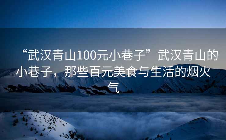 “武漢青山100元小巷子”武漢青山的小巷子，那些百元美食與生活的煙火氣
