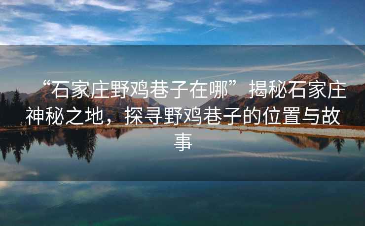 “石家莊野雞巷子在哪”揭秘石家莊神秘之地，探尋野雞巷子的位置與故事