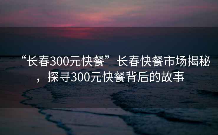 “長春300元快餐”長春快餐市場揭秘，探尋300元快餐背后的故事