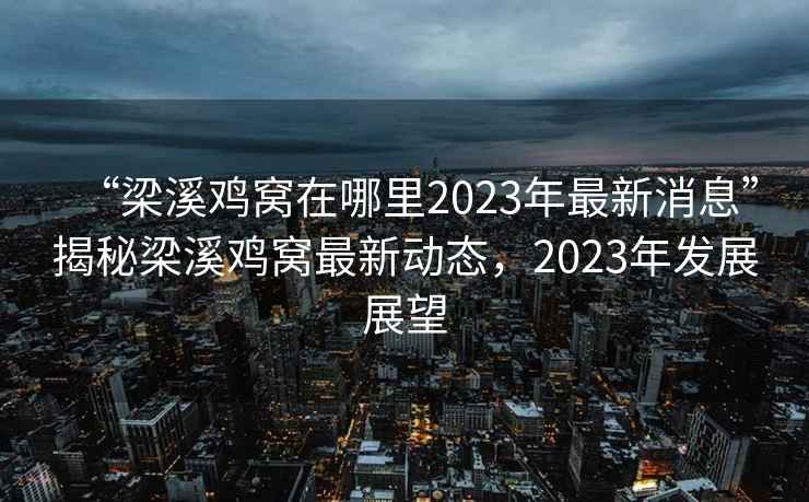 “梁溪雞窩在哪里2023年最新消息”揭秘梁溪雞窩最新動態(tài)，2023年發(fā)展展望