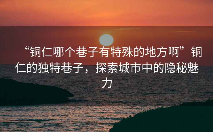 “銅仁哪個(gè)巷子有特殊的地方啊”銅仁的獨(dú)特巷子，探索城市中的隱秘魅力