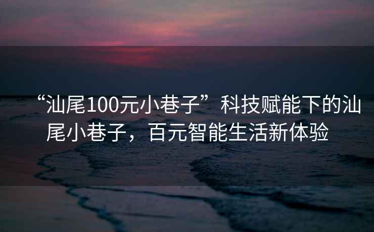 “汕尾100元小巷子”科技賦能下的汕尾小巷子，百元智能生活新體驗