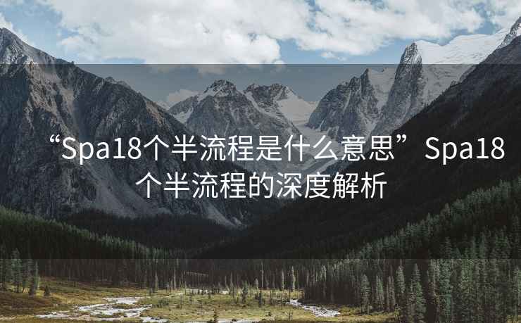 “Spa18個(gè)半流程是什么意思”Spa18個(gè)半流程的深度解析