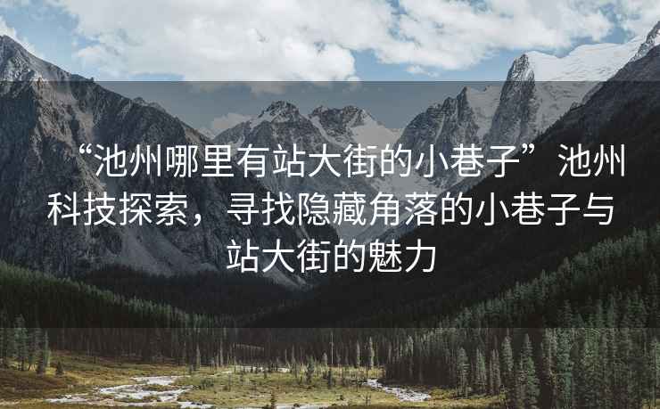 “池州哪里有站大街的小巷子”池州科技探索，尋找隱藏角落的小巷子與站大街的魅力