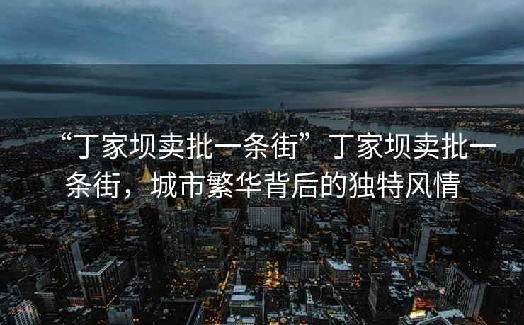 “丁家壩賣批一條街”丁家壩賣批一條街，城市繁華背后的獨特風情